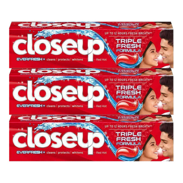 Closeup Everyfresh Red Hot Toothpaste Triple Fresh Formula, 120g (Pack of 3)