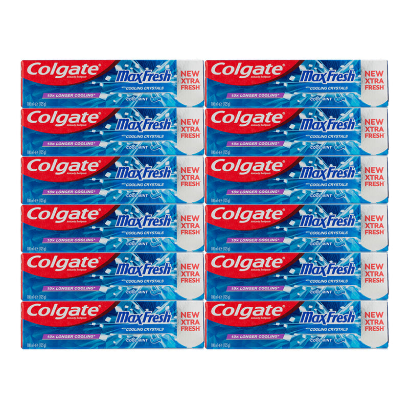 Colgate Max Fresh w/ Cooling Crystals Toothpaste - Cool Mint, 100ml (Pack of 12)