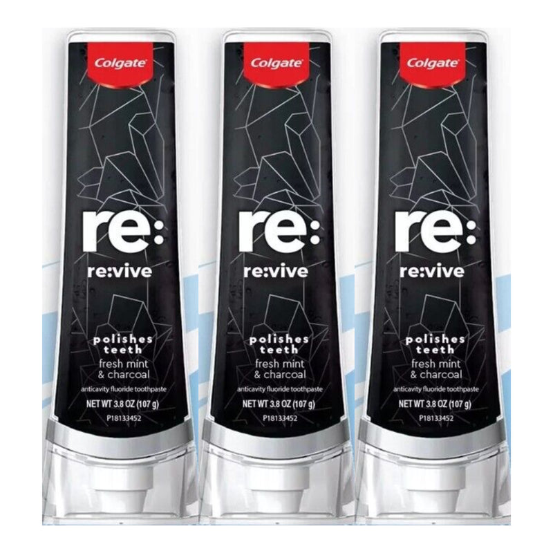 Colgate Re:Vive Toothpaste - Fresh Mint & Charcoal, 3.8oz (107g) (Pack of 3)