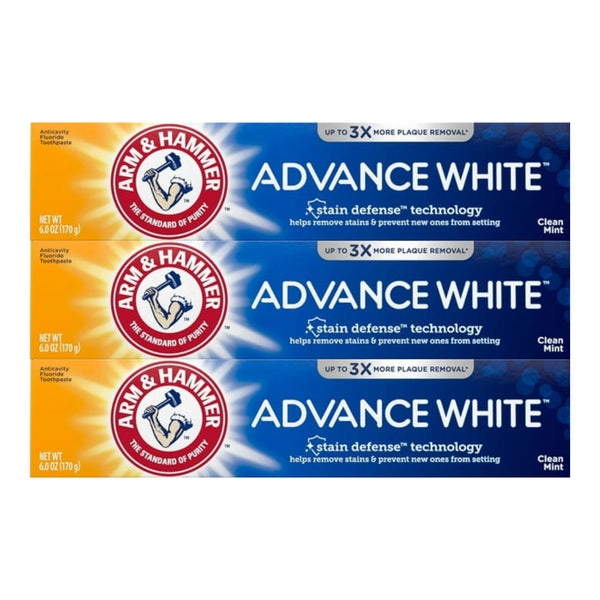 Arm & Hammer Advance White Clean Mint Toothpaste, 6.0oz (170g) (Pack of 3)