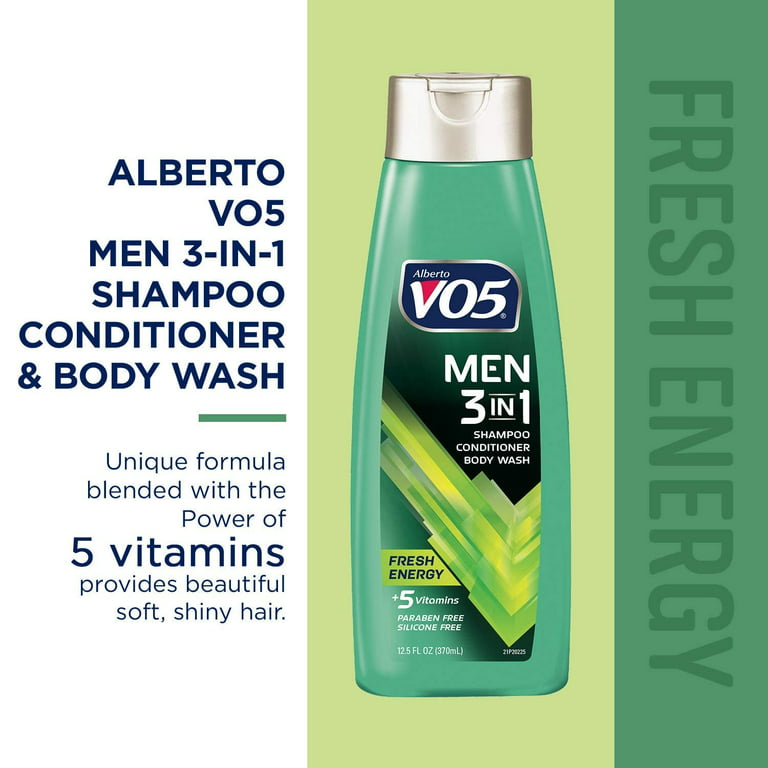 Alberto VO5 Men 3-in-1 Fresh Energy Shampoo Cond Body Wash, 12.5 oz (Pack of 12)