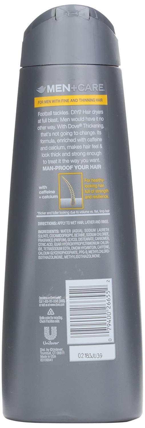 Dove Men+Care Thickening Fortifying Shampoo Caffeine+Calcium, 400ml (Pack of 12)
