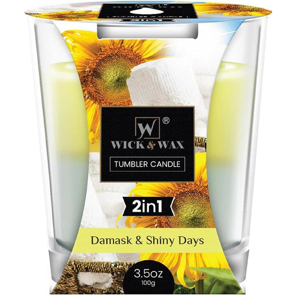 Wick & Wax Damask & Shiny Days Tumbler Candle, 3.5oz (100g)