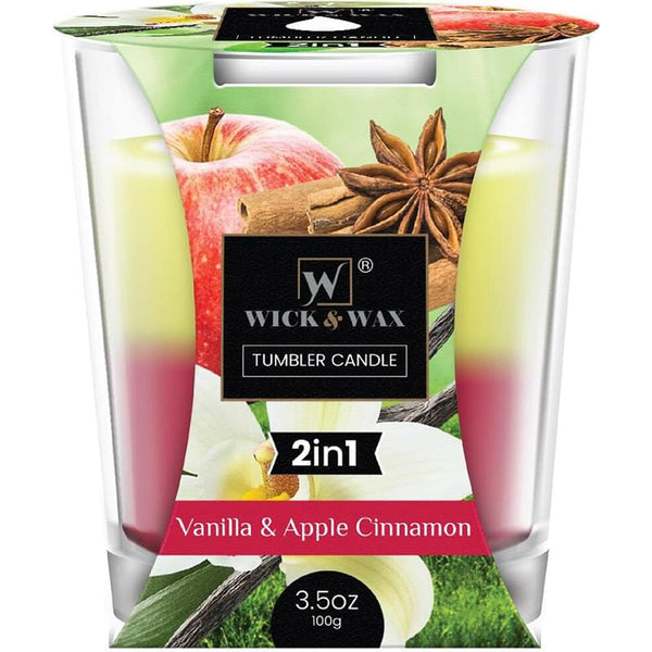 Wick & Wax Vanilla & Apple Cinnamon Tumbler Candle, 3.5oz (100g)