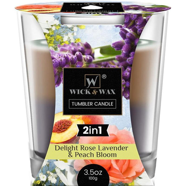 Wick & Wax Delight Rose Lavender & Peach Bloom Tumbler Candle 3.5oz