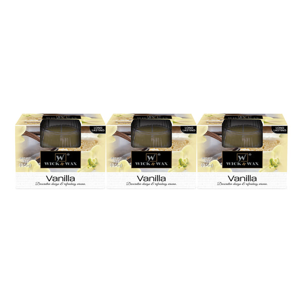 Wick & Wax Vanilla Box Candle, 3oz (85g) (Pack of 3)