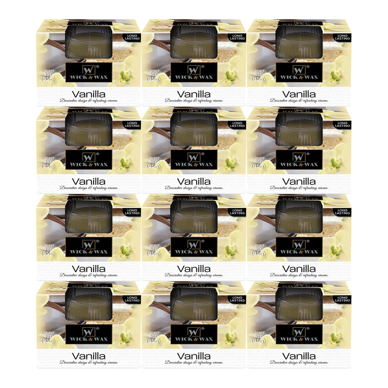 Wick & Wax Vanilla Box Candle, 3oz (85g) (Pack of 12)