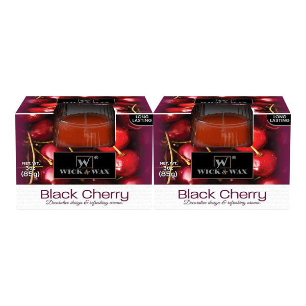 Wick & Wax Black Cherry Box Candle, 3oz (85g) (Pack of 2)