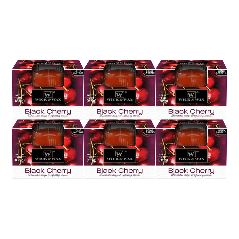 Wick & Wax Black Cherry Box Candle, 3oz (85g) (Pack of 6)