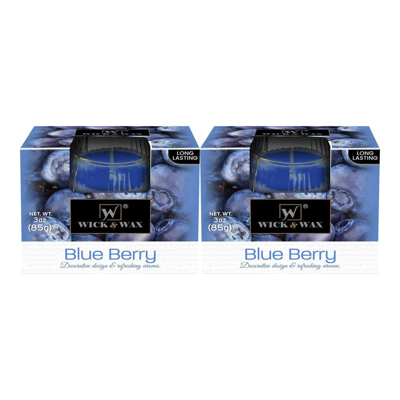 Wick & Wax Blue Berry Box Candle, 3oz (85g) (Pack of 2)