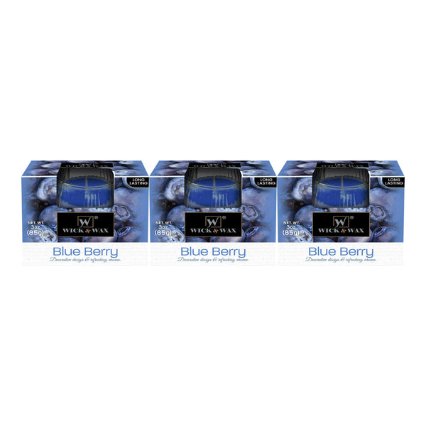 Wick & Wax Blue Berry Box Candle, 3oz (85g) (Pack of 3)