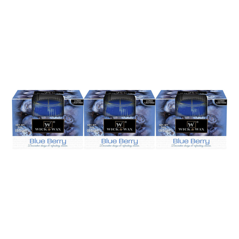 Wick & Wax Blue Berry Box Candle, 3oz (85g) (Pack of 3)