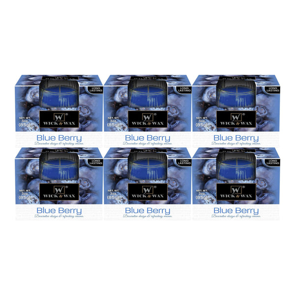 Wick & Wax Blue Berry Box Candle, 3oz (85g) (Pack of 6)