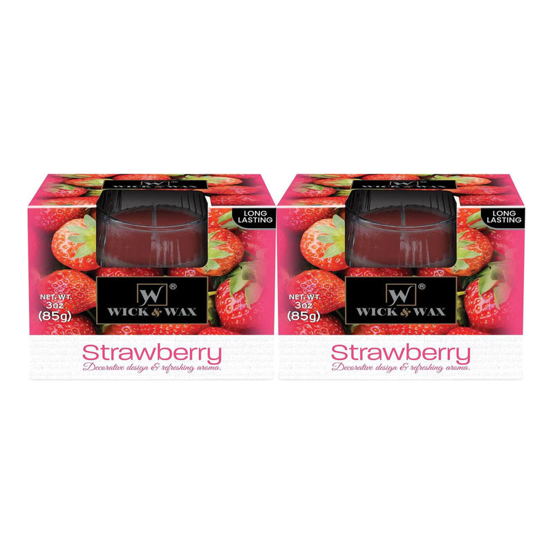 Wick & Wax Strawberry Box Candle, 3oz (85g) (Pack of 2)