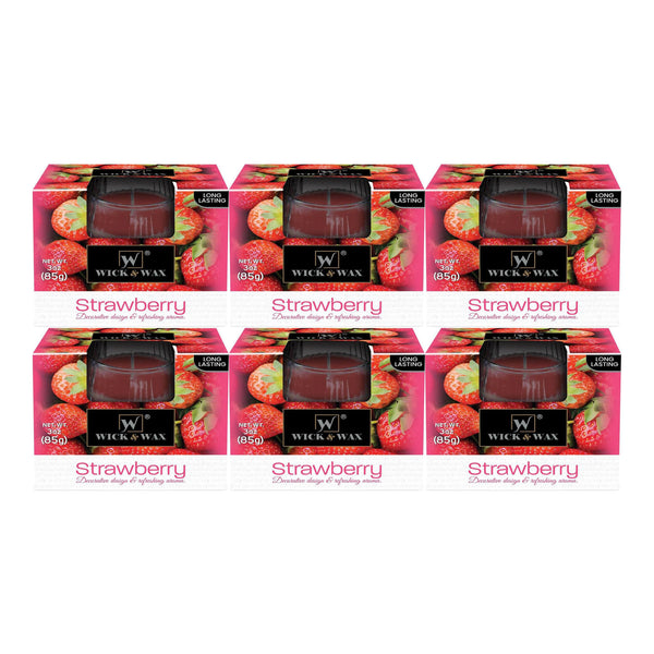 Wick & Wax Strawberry Box Candle, 3oz (85g) (Pack of 6)