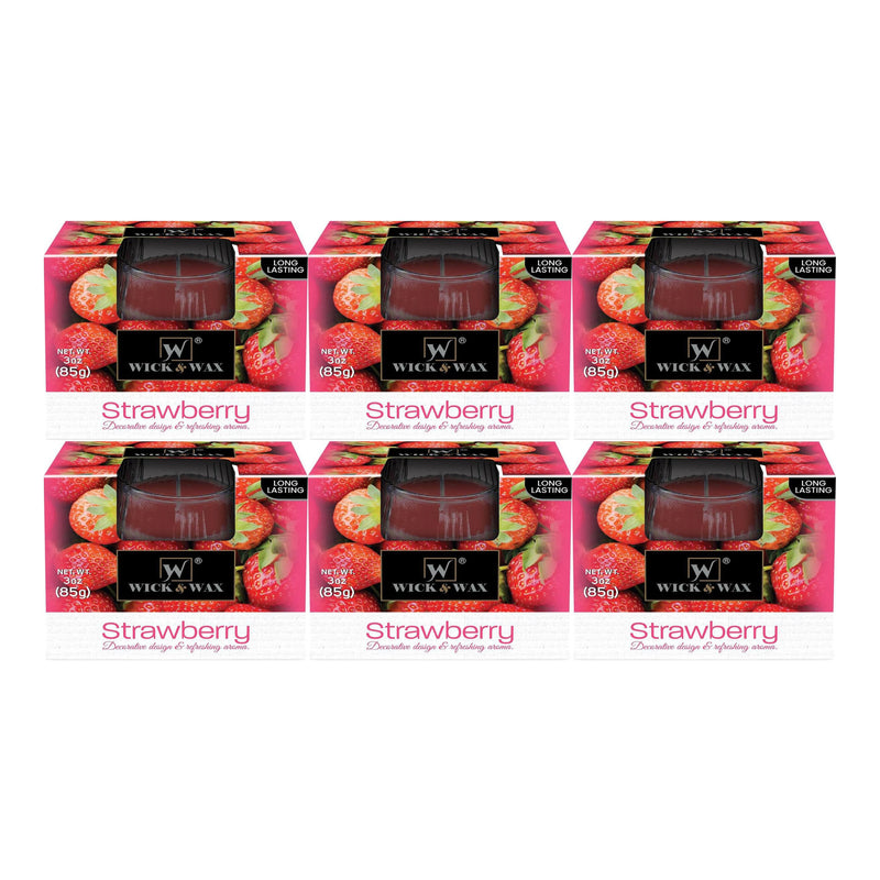 Wick & Wax Strawberry Box Candle, 3oz (85g) (Pack of 6)