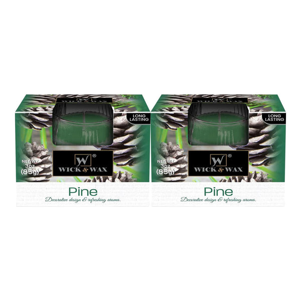 Wick & Wax Pine Box Candle, 3oz (85g) (Pack of 2)