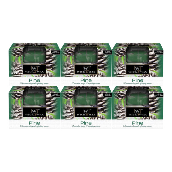Wick & Wax Pine Box Candle, 3oz (85g) (Pack of 6)