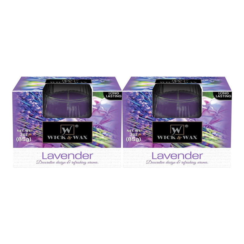 Wick & Wax Lavender Box Candle, 3oz (85g) (Pack of 2)