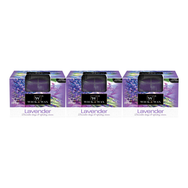 Wick & Wax Lavender Box Candle, 3oz (85g) (Pack of 3)