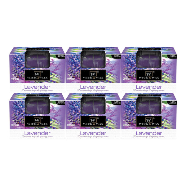Wick & Wax Lavender Box Candle, 3oz (85g) (Pack of 6)