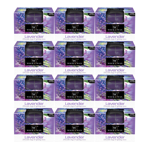 Wick & Wax Lavender Box Candle, 3oz (85g) (Pack of 12)