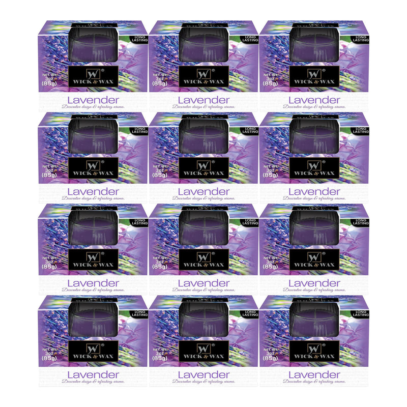 Wick & Wax Lavender Box Candle, 3oz (85g) (Pack of 12)
