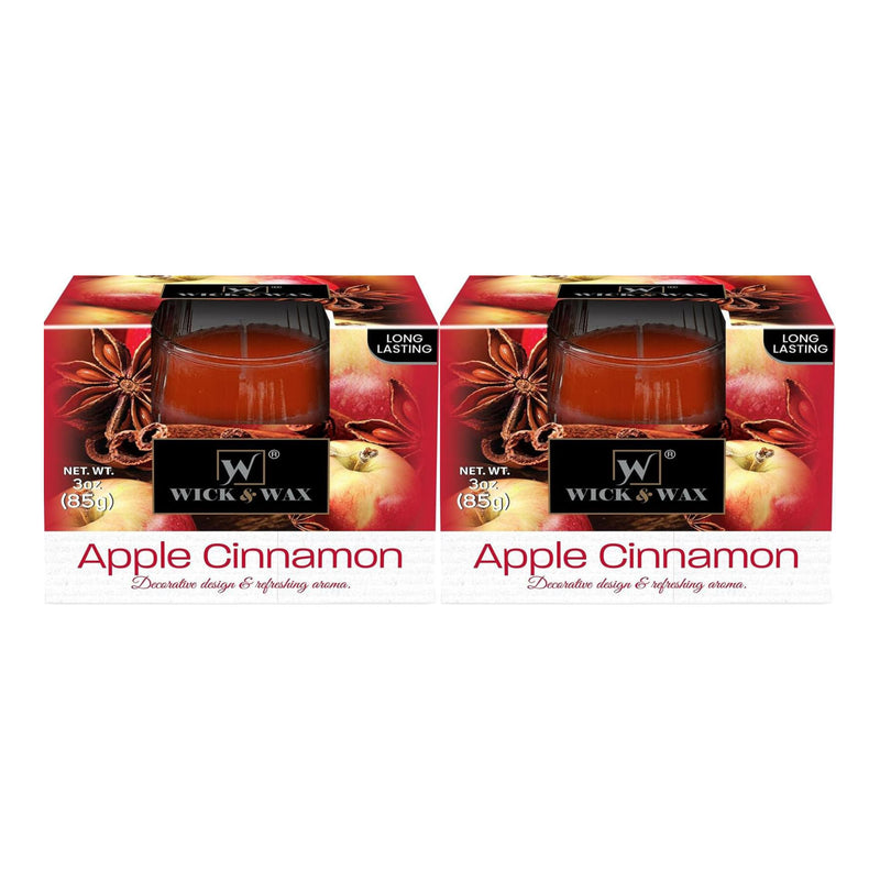 Wick & Wax Apple Cinnamon Box Candle, 3oz (85g) (Pack of 2)