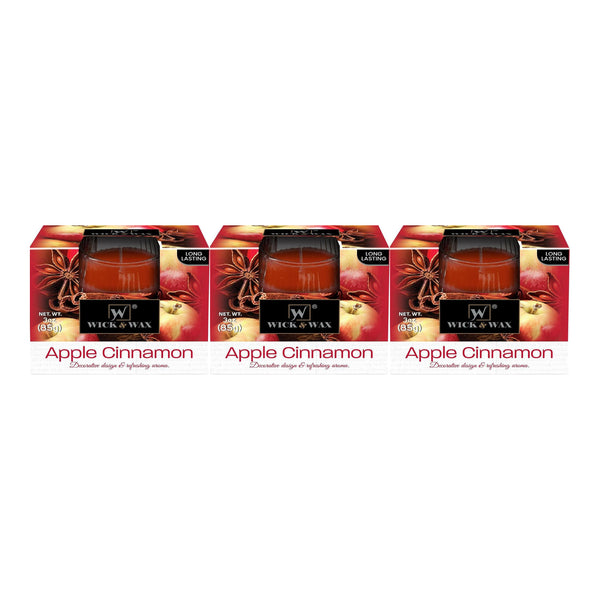 Wick & Wax Apple Cinnamon Box Candle, 3oz (85g) (Pack of 3)