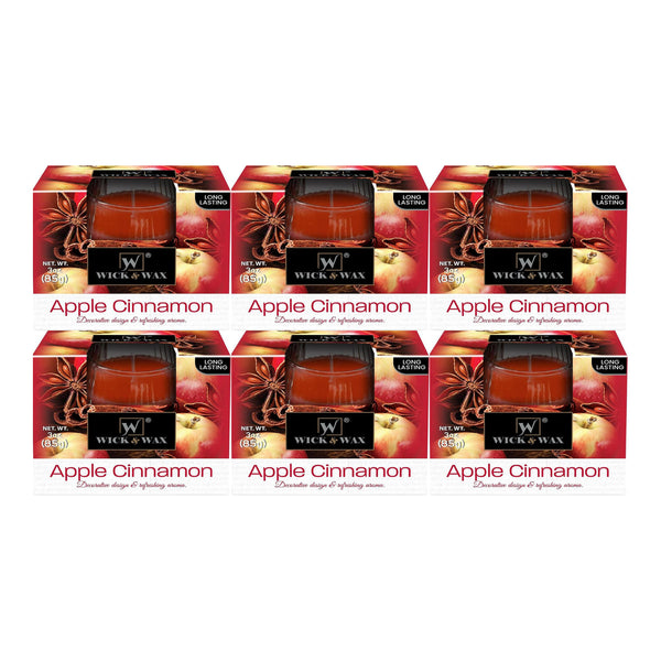 Wick & Wax Apple Cinnamon Box Candle, 3oz (85g) (Pack of 6)