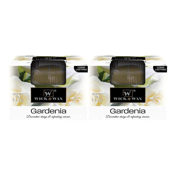 Wick & Wax Gardenia Box Candle, 3oz (85g) (Pack of 2)