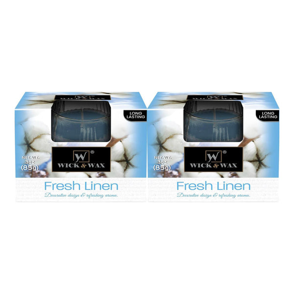 Wick & Wax Fresh Linen Box Candle, 3oz (85g) (Pack of 2)