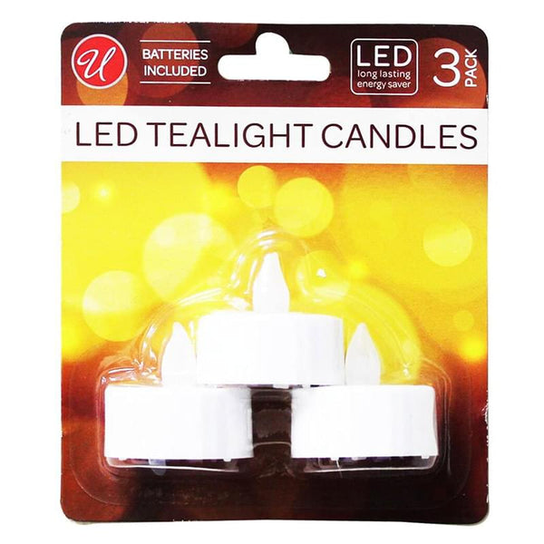 LED Tealight Candles with Batteries, 3 Count