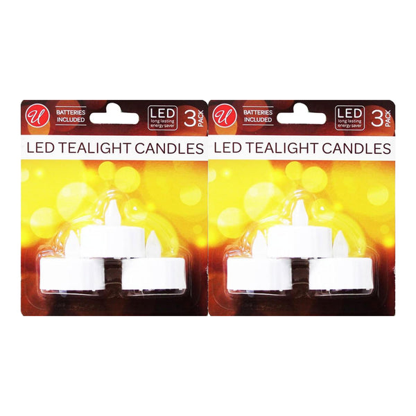 LED Tealight Candles with Batteries, 3 Count (Pack of 2)