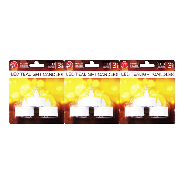 LED Tealight Candles with Batteries, 3 Count (Pack of 3)