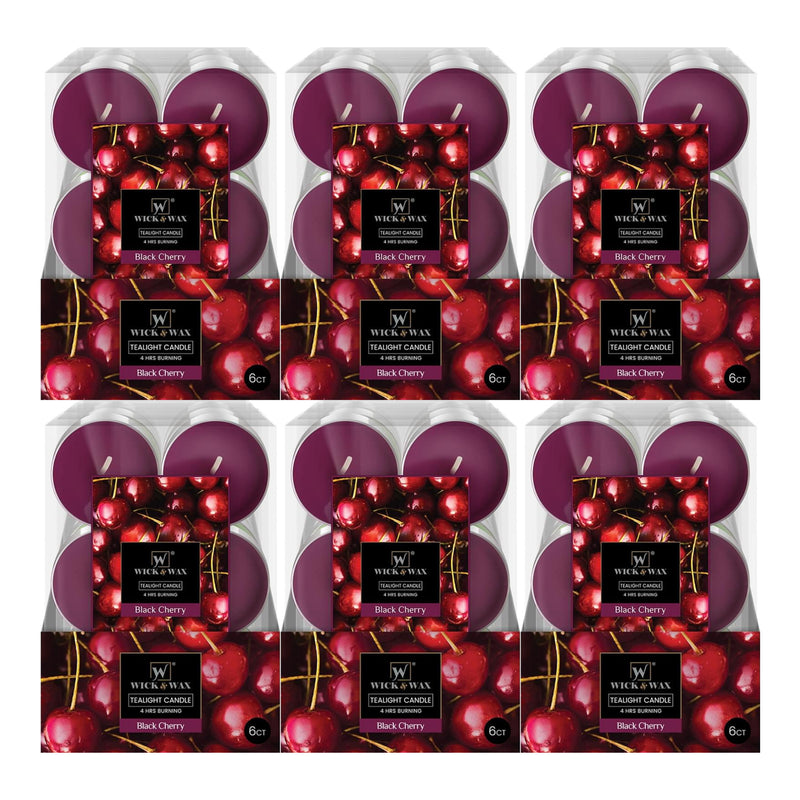 Wick & Wax Black Cherry Scent Jumbo Tealight Candle, 6 Count (Pack of 6)