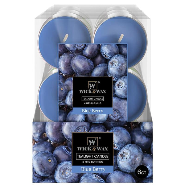 Wick & Wax Blue Berry Scent Jumbo Tealight Candle, 6 Count