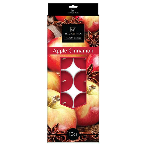 Wick & Wax Apple Cinnamon Scent Tealight Candle, 10 Count