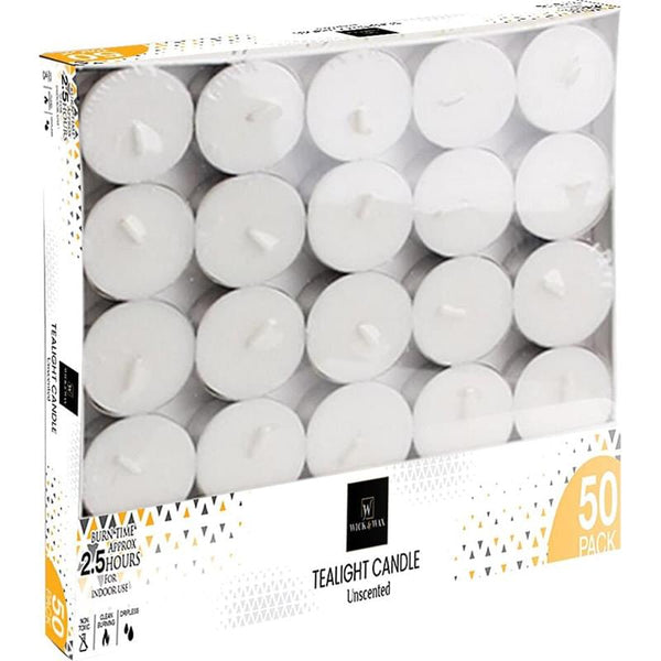 Wick & Wax Unscented Tealight Candle, 50 Count
