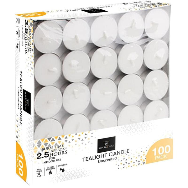 Wick & Wax Unscented Tealight Candle, 100 Count