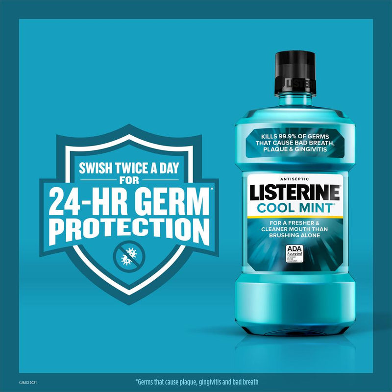 Listerine Cool Mint Antiseptic Mouthwash, 3.2oz (95ml) (Pack of 2)