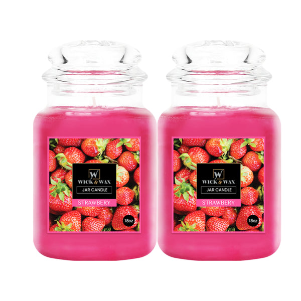 Wick & Wax Strawberry Original Large Jar Candle, 18oz. (Pack of 2)