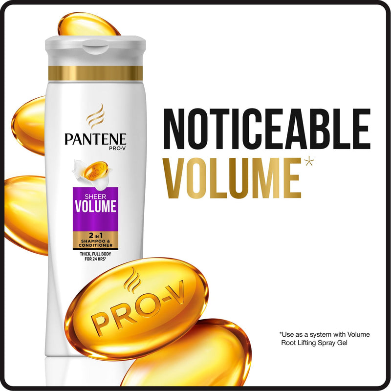 Pantene Pro-V Sheer Volume 2 in 1 Shampoo & Conditioner, 12.6 fl oz (Pack of 2)