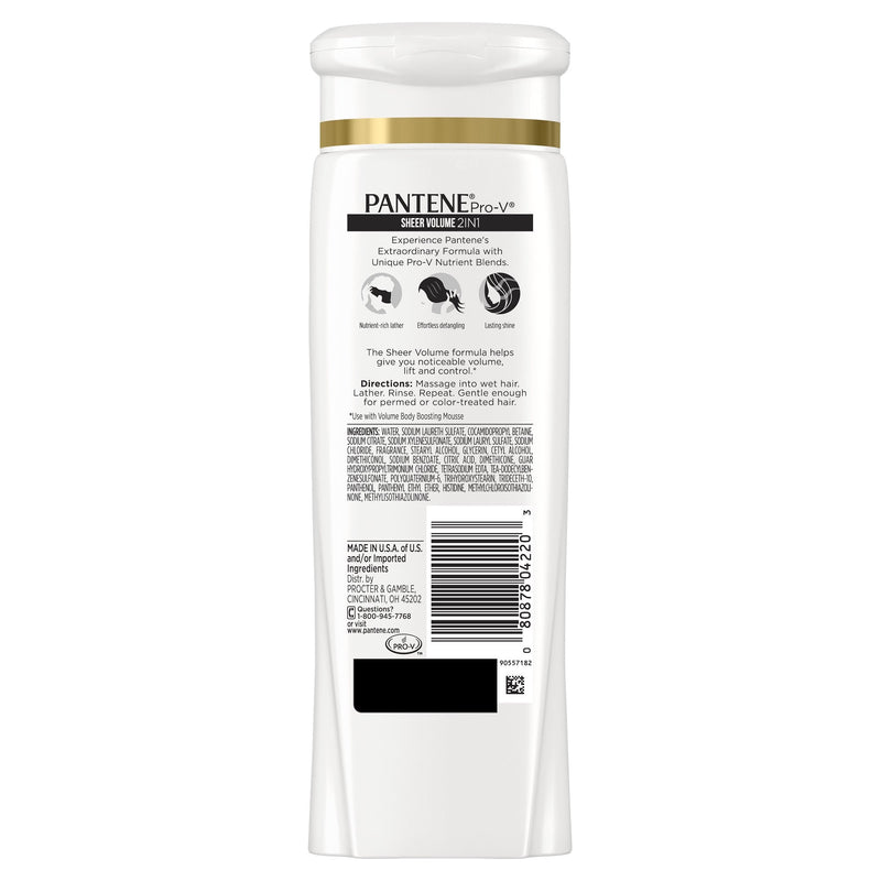 Pantene Pro-V Sheer Volume 2 in 1 Shampoo & Conditioner, 12.6 fl oz (Pack of 3)