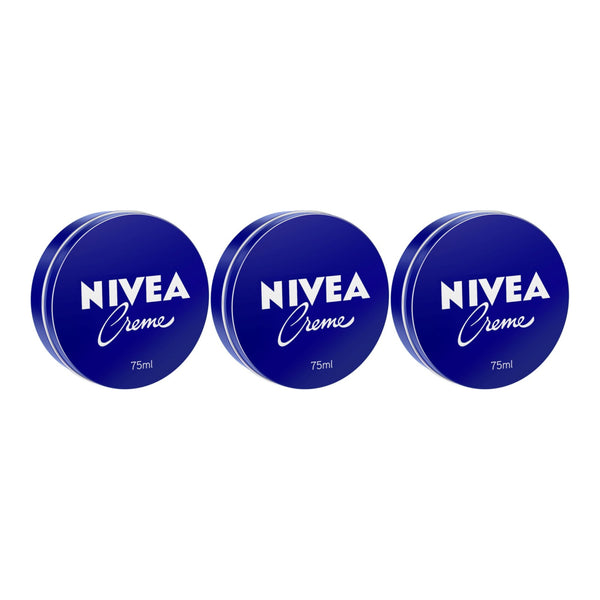 Nivea Cream Tin - Body, Face, and Hand Care, 75ml (Pack of 3)