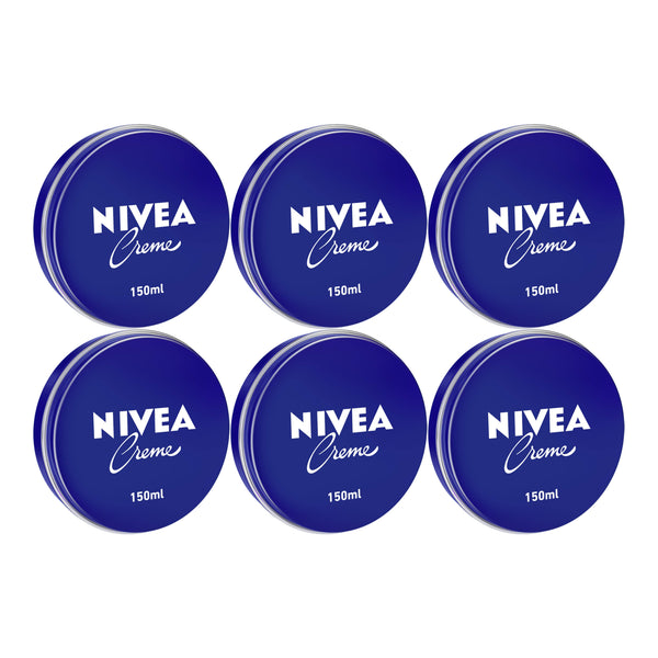 Nivea Cream Tin - Body, Face, and Hand Care, 150ml (Pack of 6)