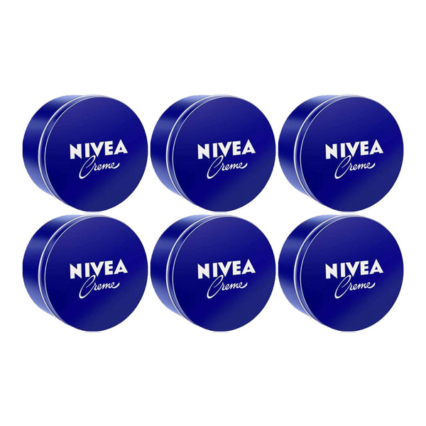 Nivea Cream Tin - Body, Face, and Hand Care, 250ml (Pack of 6)
