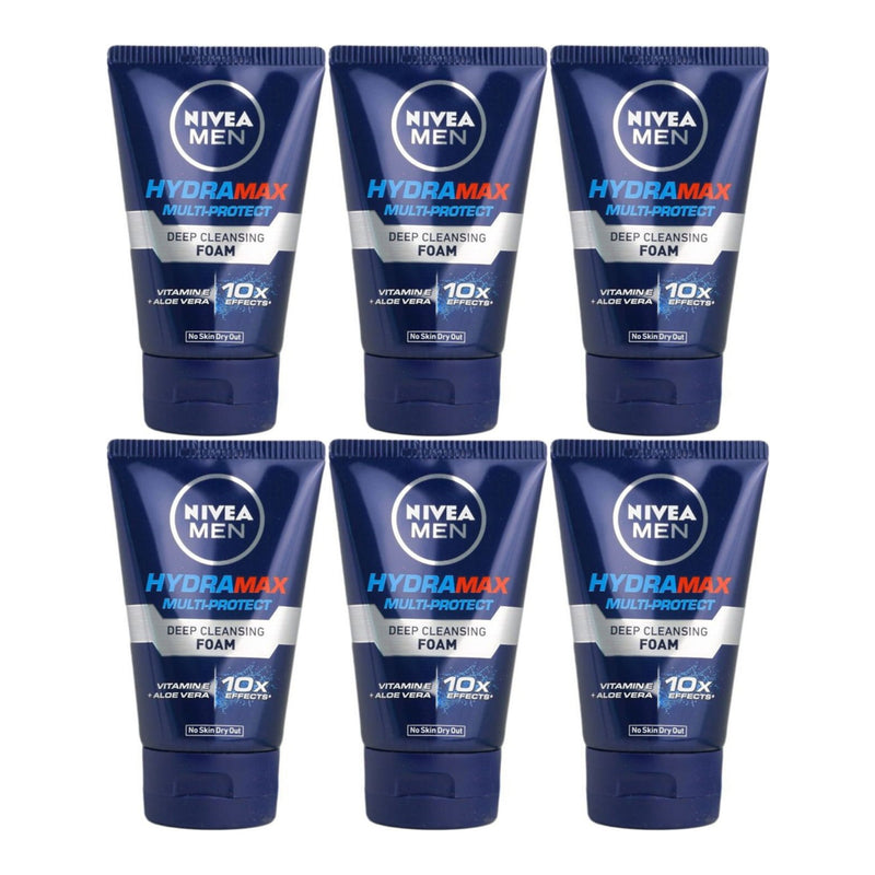 Nivea Men Hydramax Deep Cleansing Foam Vit E + Aloe, 100g (Pack of 6)