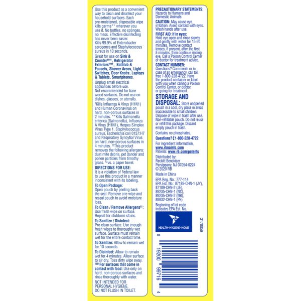 Lysol Lemon & Lime Blossom Scented Disinfecting Wet Wipes, 80 ct. (Pack of 6)