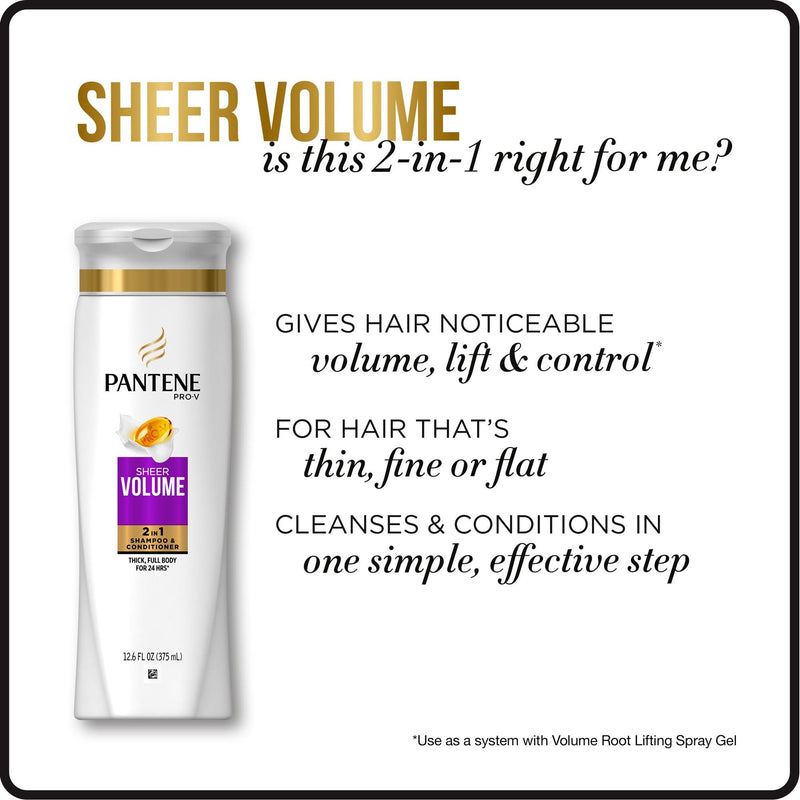 Pantene Pro-V Sheer Volume Thick, Full Body Shampoo, 12.6 Fl Oz (Pack of 3)